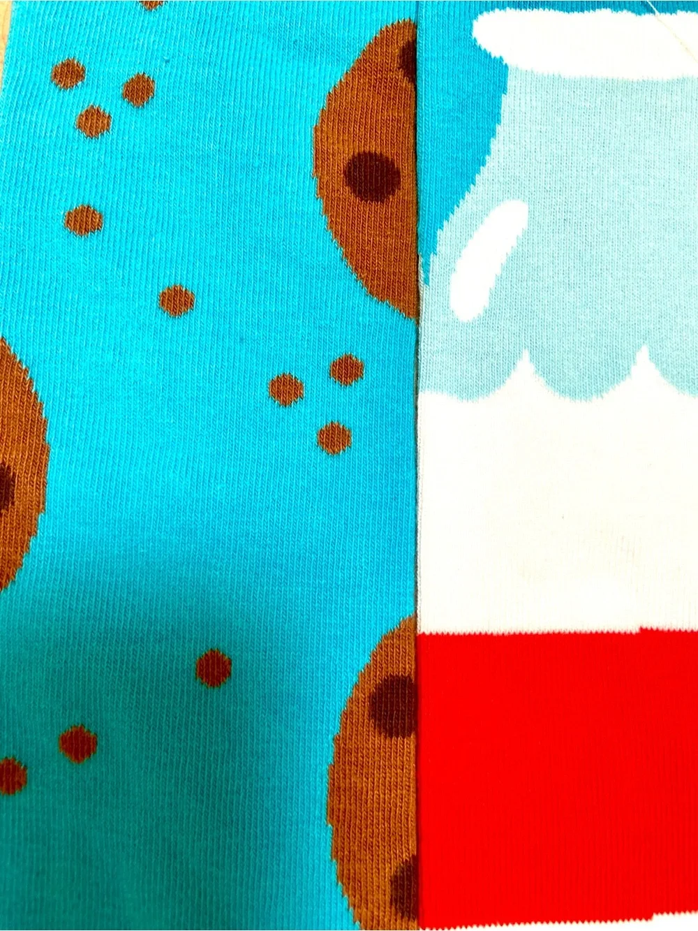 Milk and cookies - Fun Mismatched Adult small pals socks and Michelle romo